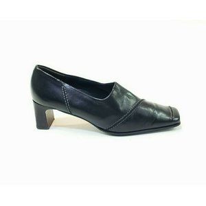 Paul Green Munchen Heels Square Toe Slip On Black Leather Womens US 8